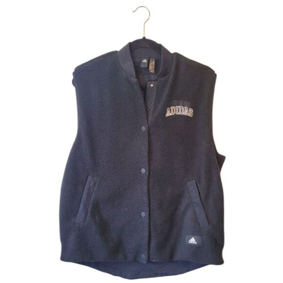 Team Adidas Women's Black Sherpa Logo Vest Size US M - Picture 1 of 5